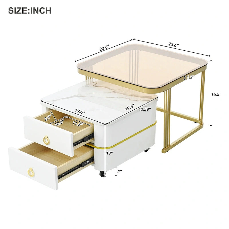 Table basse gigogne avec roulettes