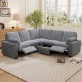89-calowa modułowa sofa z elektrycznie rozkładanymi siedziskami, rozkładana sofa do kina domowego z dwoma portami USB i dwoma szufladami do przechowywania, do salonu, beżowa