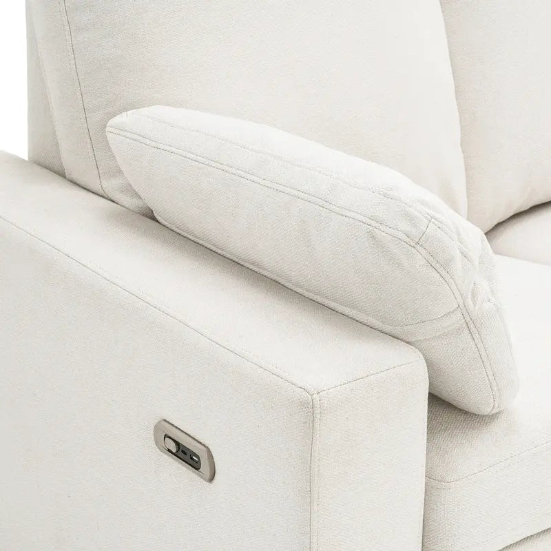 89-calowa modułowa sofa z elektrycznie rozkładanymi siedziskami, rozkładana sofa do kina domowego z dwoma portami USB i dwoma szufladami do przechowywania, do salonu, beżowa
