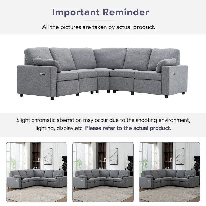 89-calowa modułowa sofa z elektrycznie rozkładanymi siedziskami, rozkładana sofa do kina domowego z dwoma portami USB i dwoma szufladami do przechowywania, do salonu, beżowa