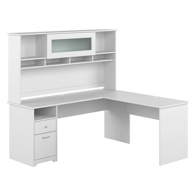 Bureau d'ordinateur en L de 72 po avec huche et tiroirs par Bush Furniture