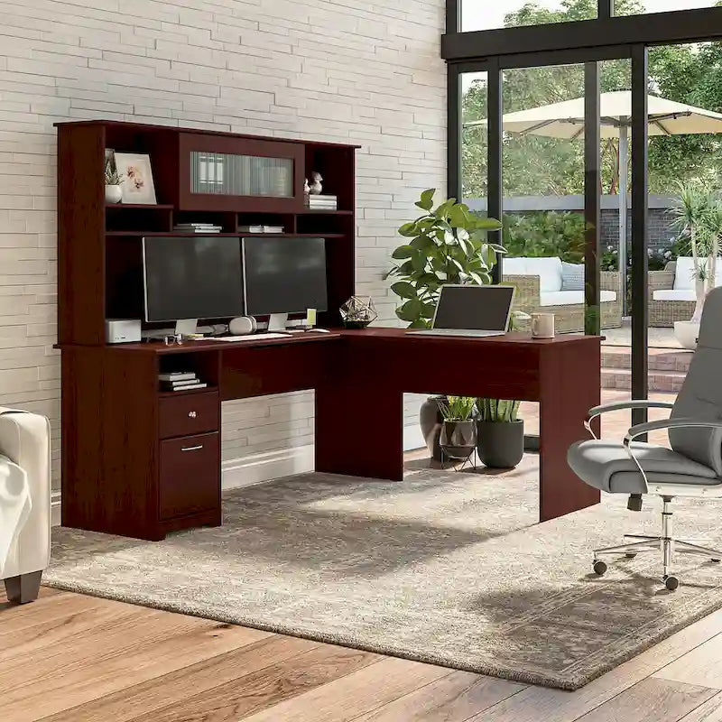 Bureau d'ordinateur en L de 72 po avec huche et tiroirs par Bush Furniture