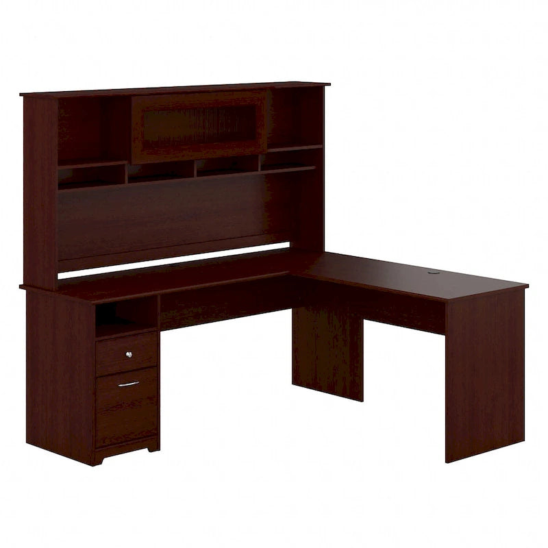 Bureau d'ordinateur en L de 72 po avec huche et tiroirs par Bush Furniture