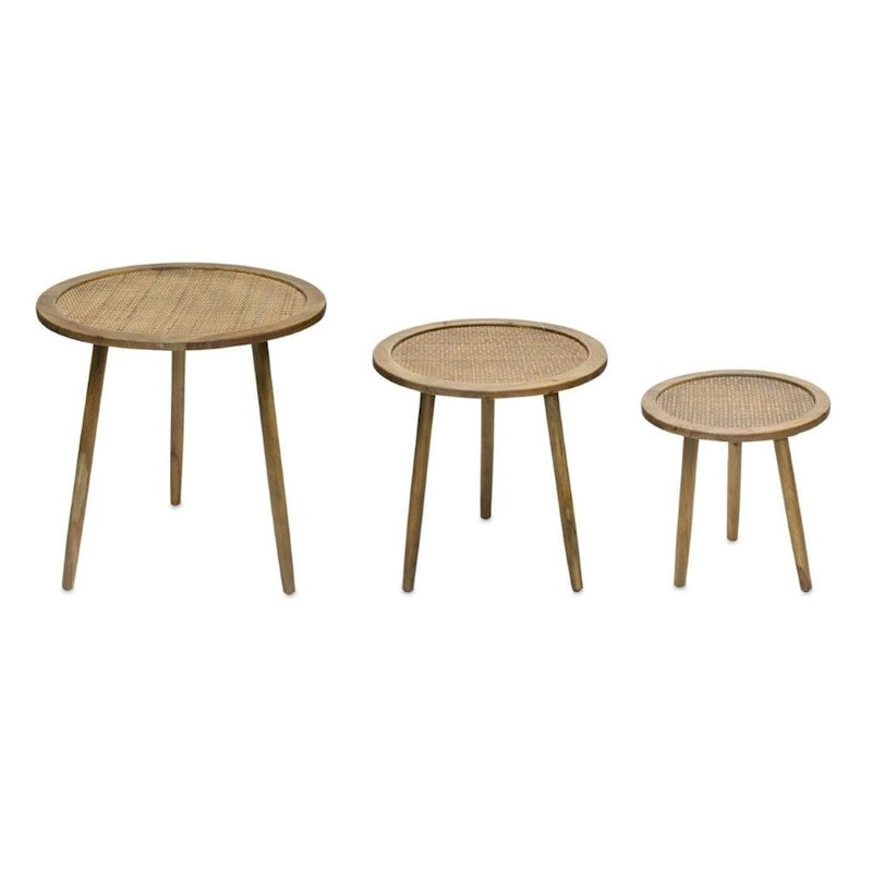HomeRoots Lot de trois tables d'appoint rondes marron de 24 pouces - 23,25' X '24' X '23,25