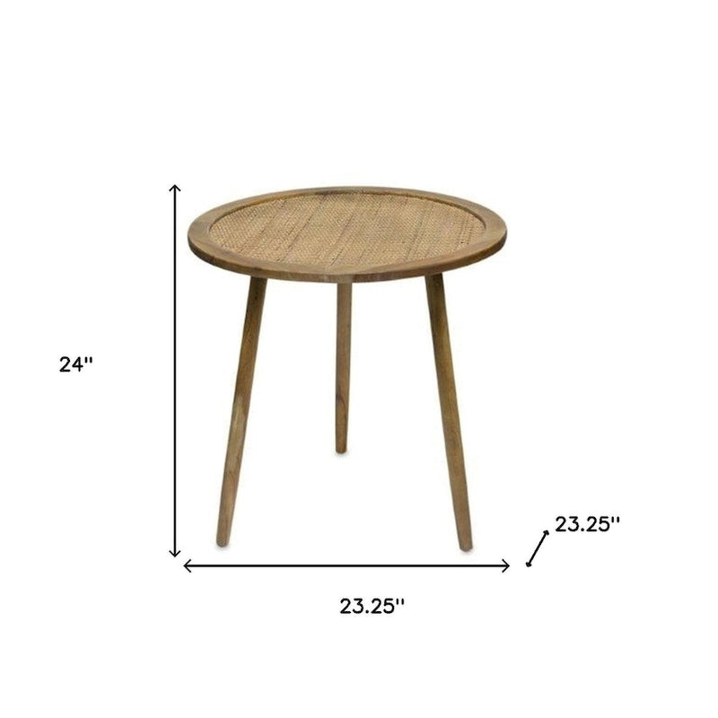 HomeRoots Lot de trois tables d'appoint rondes marron de 24 pouces - 23,25' X '24' X '23,25