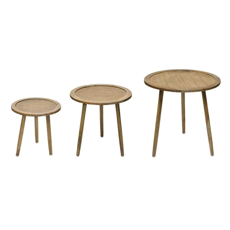 HomeRoots Lot de trois tables d'appoint rondes marron de 24 pouces - 23,25' X '24' X '23,25