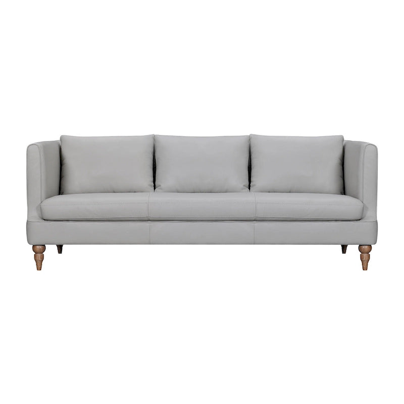 HomeRoots Canapé 85 en Cuir Gris avec Pieds Marron
