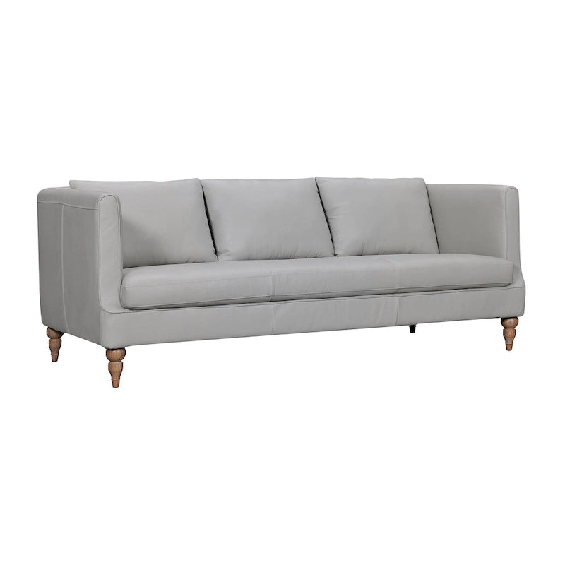 HomeRoots Canapé 85 en Cuir Gris avec Pieds Marron