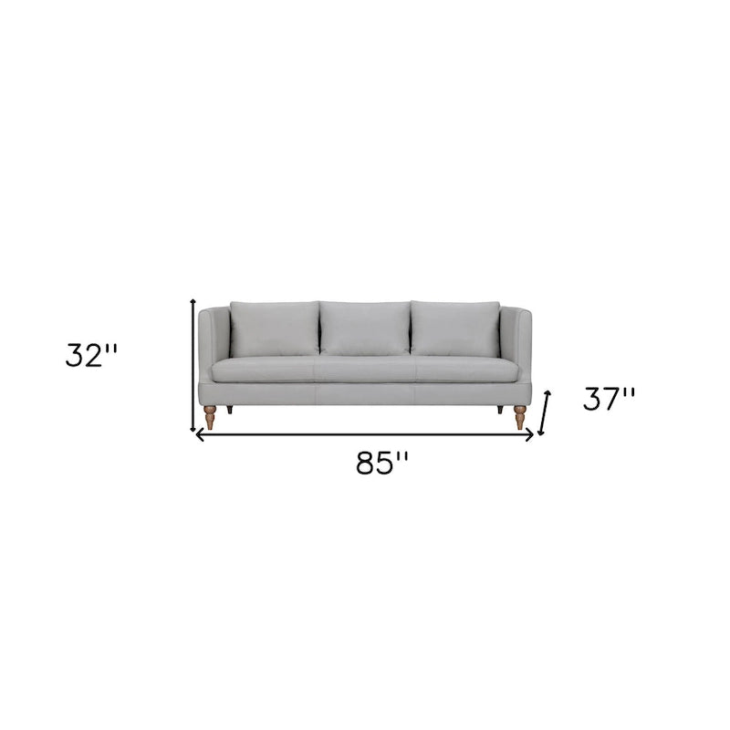 HomeRoots Canapé 85 en Cuir Gris avec Pieds Marron