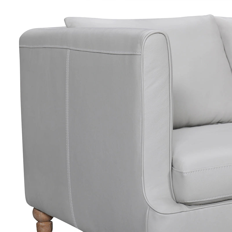 HomeRoots Canapé 85 en Cuir Gris avec Pieds Marron
