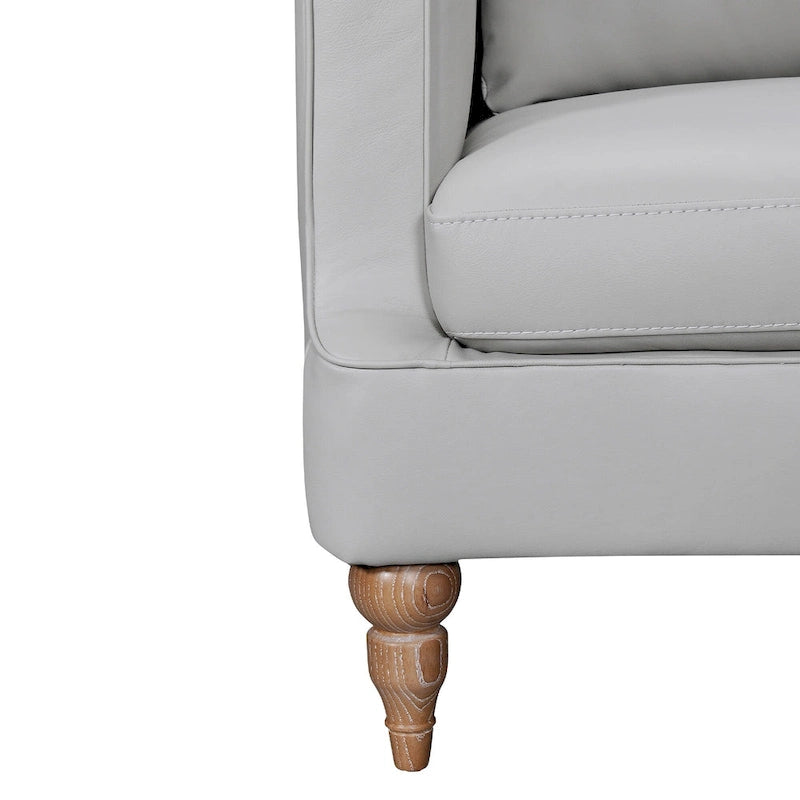 HomeRoots Canapé 85 en Cuir Gris avec Pieds Marron