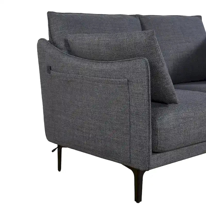 Christopher Knight Home - Sofa 2,5-osobowa z portem USB do ładowania i metalowymi nogami