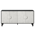 Lily Carved Flower Door Large Storage Sideboard Cabinet with Shelves by GDFStudio