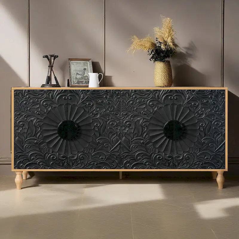Szafka/komoda Lily Carved Flower Door Large Storage z półkami GDFStudio