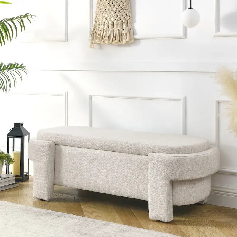 GDFStudio - Banc de rangement rembourré en chenille Evelyn avec pieds tournés pour espaces élégants