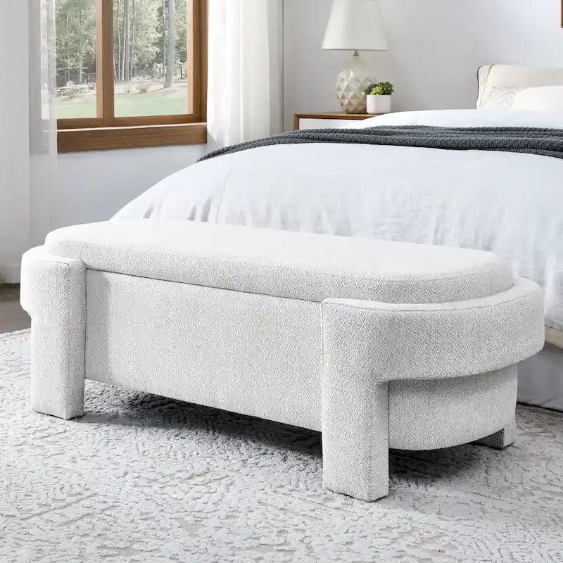 GDFStudio - Banc de rangement rembourré en chenille Evelyn avec pieds tournés pour espaces élégants
