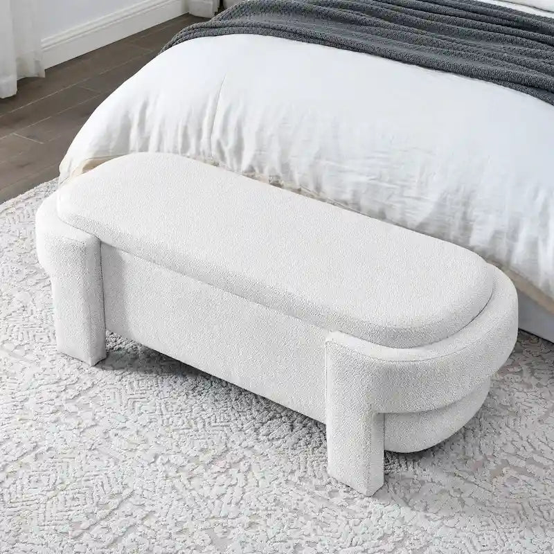 GDFStudio - Banc de rangement rembourré en chenille Evelyn avec pieds tournés pour espaces élégants