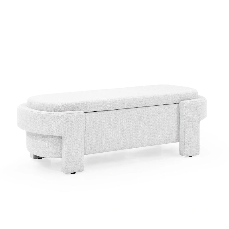 GDFStudio - Banc de rangement rembourré en chenille Evelyn avec pieds tournés pour espaces élégants