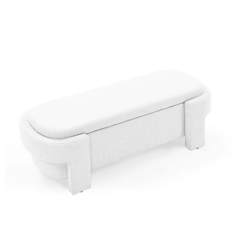 GDFStudio - Banc de rangement rembourré en chenille Evelyn avec pieds tournés pour espaces élégants
