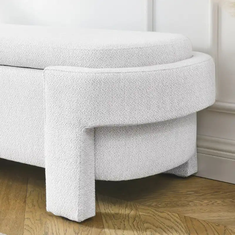 GDFStudio - Banc de rangement rembourré en chenille Evelyn avec pieds tournés pour espaces élégants