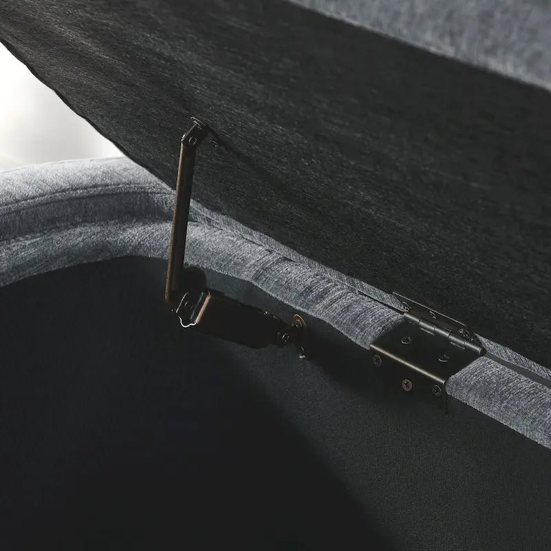 GDFStudio - Banc de rangement rembourré en chenille Evelyn avec pieds tournés pour espaces élégants