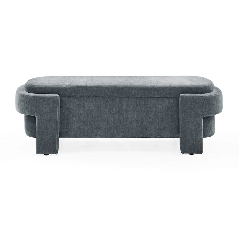 GDFStudio - Banc de rangement rembourré en chenille Evelyn avec pieds tournés pour espaces élégants