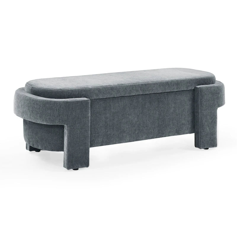 GDFStudio - Banc de rangement rembourré en chenille Evelyn avec pieds tournés pour espaces élégants