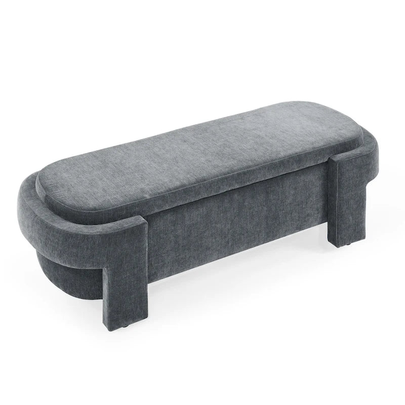 GDFStudio - Banc de rangement rembourré en chenille Evelyn avec pieds tournés pour espaces élégants