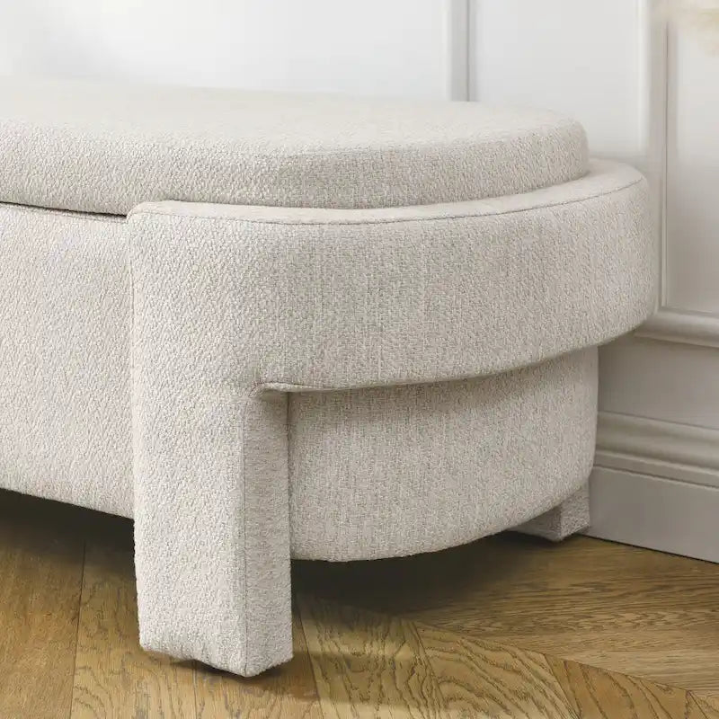 GDFStudio - Banc de rangement rembourré en chenille Evelyn avec pieds tournés pour espaces élégants