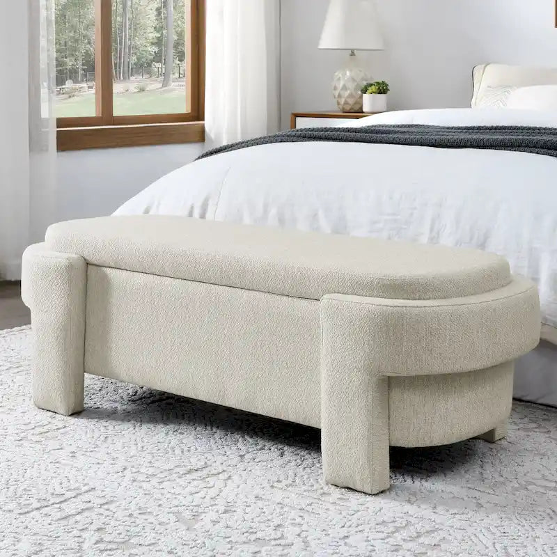 GDFStudio - Banc de rangement rembourré en chenille Evelyn avec pieds tournés pour espaces élégants