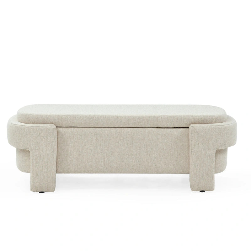 GDFStudio - Banc de rangement rembourré en chenille Evelyn avec pieds tournés pour espaces élégants