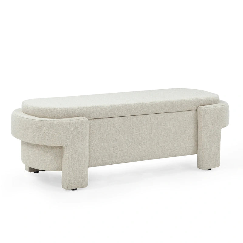 GDFStudio - Banc de rangement rembourré en chenille Evelyn avec pieds tournés pour espaces élégants