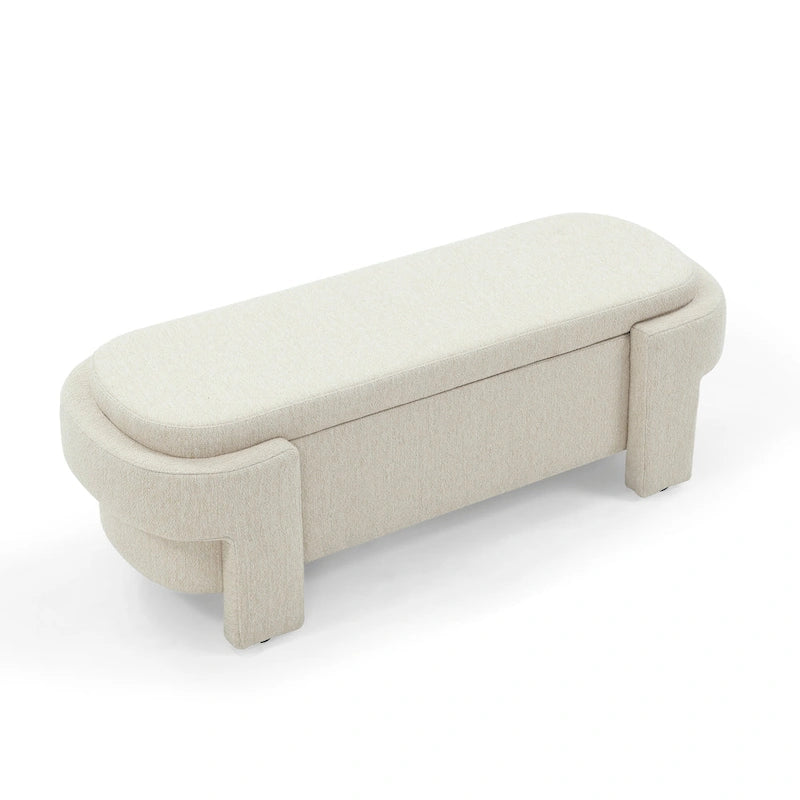 GDFStudio - Banc de rangement rembourré en chenille Evelyn avec pieds tournés pour espaces élégants