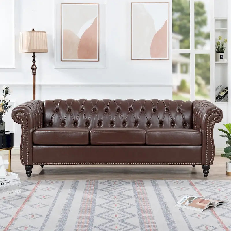 Canapés Naro Mid-Century 84 Modern 3 places de type Chesterfield par Christopher Knight Home