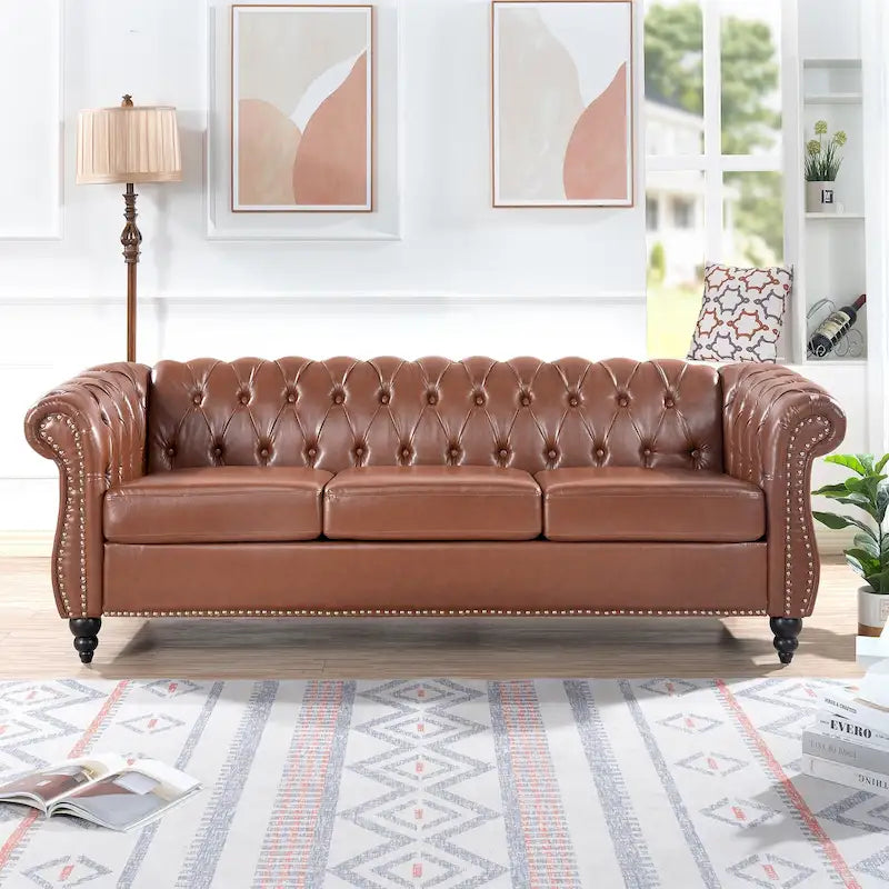 Canapés Naro Mid-Century 84 Modern 3 places de type Chesterfield par Christopher Knight Home