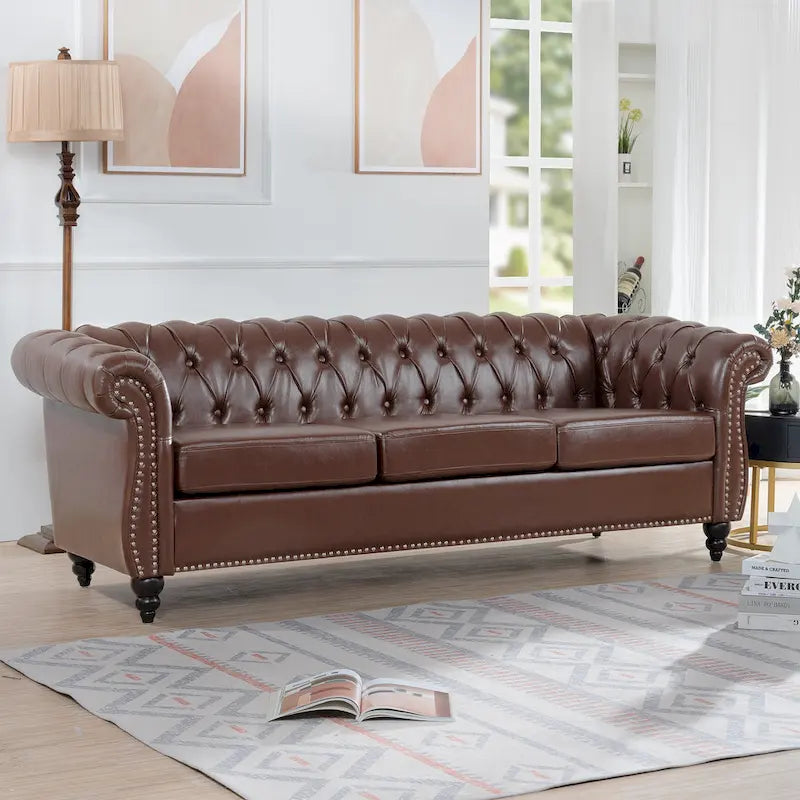 Canapés Naro Mid-Century 84 Modern 3 places de type Chesterfield par Christopher Knight Home