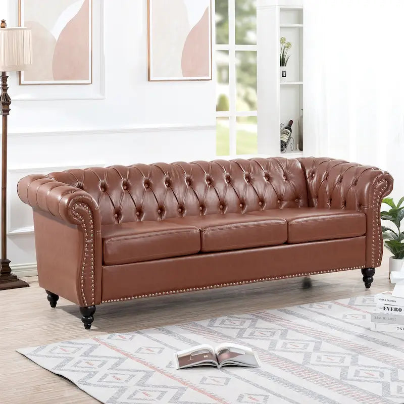 Canapés Naro Mid-Century 84 Modern 3 places de type Chesterfield par Christopher Knight Home