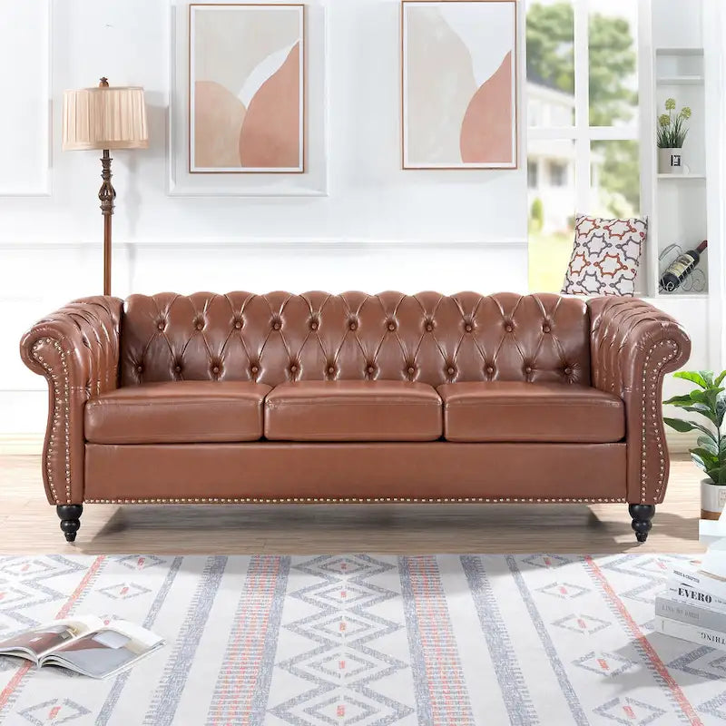 Sofa 3-osobowa Naro Mid-Century 84 Modern Chesterfield Couches marki Christopher Knight Home