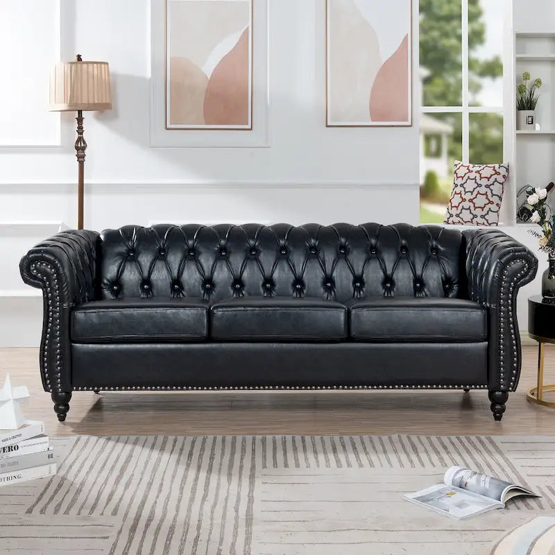 Sofa 3-osobowa Naro Mid-Century 84 Modern Chesterfield Couches marki Christopher Knight Home