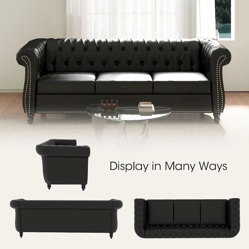 Sofa 3-osobowa Naro Mid-Century 84 Modern Chesterfield Couches marki Christopher Knight Home