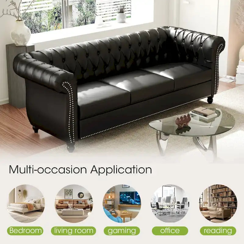 Sofa 3-osobowa Naro Mid-Century 84 Modern Chesterfield Couches marki Christopher Knight Home