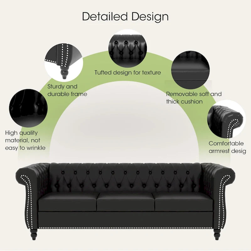 Sofa 3-osobowa Naro Mid-Century 84 Modern Chesterfield Couches marki Christopher Knight Home