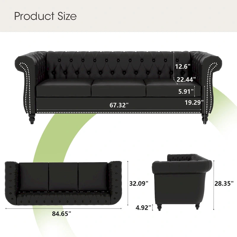 Sofa 3-osobowa Naro Mid-Century 84 Modern Chesterfield Couches marki Christopher Knight Home