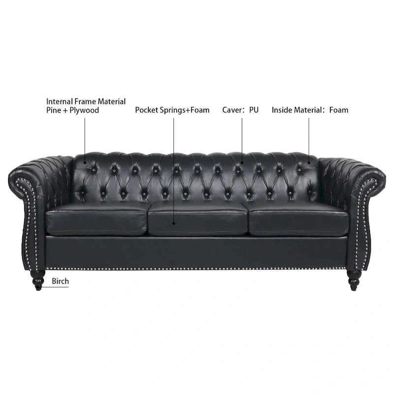 Sofa 3-osobowa Naro Mid-Century 84 Modern Chesterfield Couches marki Christopher Knight Home