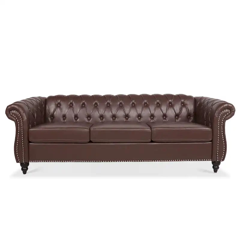 Sofa 3-osobowa Naro Mid-Century 84 Modern Chesterfield Couches marki Christopher Knight Home