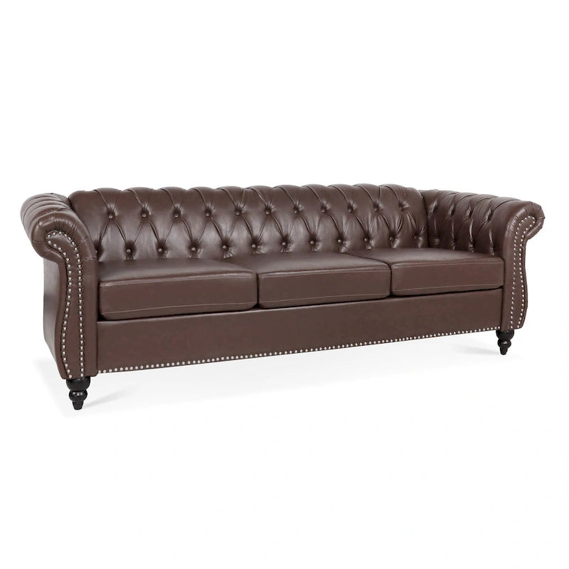 Sofa 3-osobowa Naro Mid-Century 84 Modern Chesterfield Couches marki Christopher Knight Home