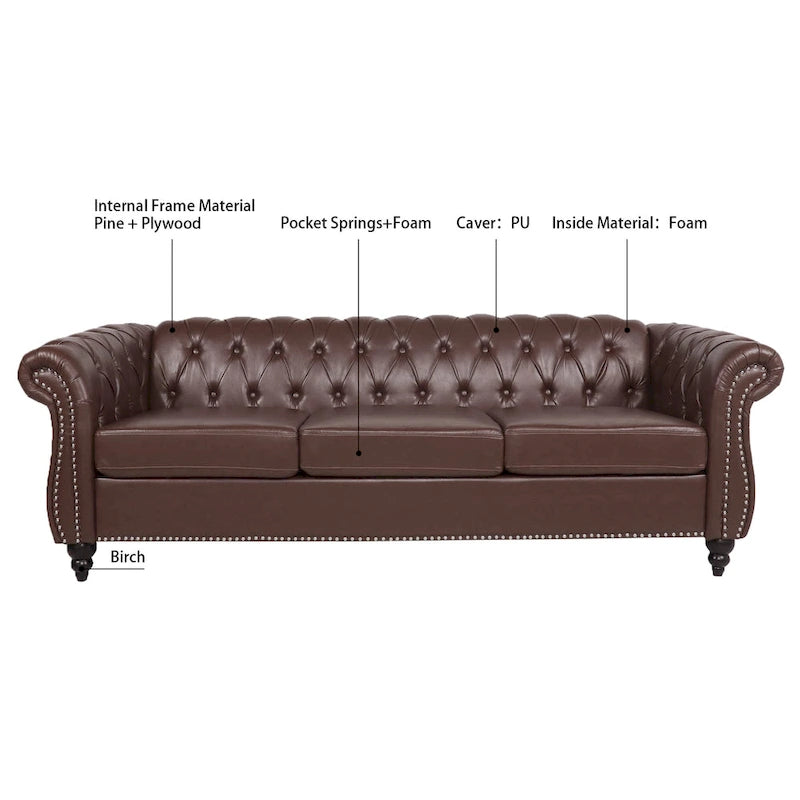 Sofa 3-osobowa Naro Mid-Century 84 Modern Chesterfield Couches marki Christopher Knight Home