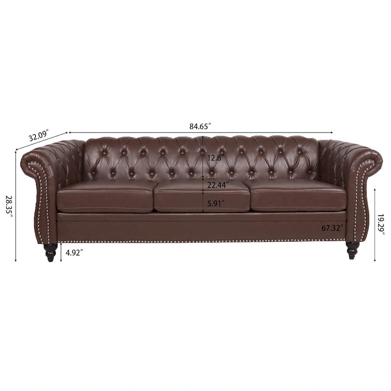 Sofa 3-osobowa Naro Mid-Century 84 Modern Chesterfield Couches marki Christopher Knight Home