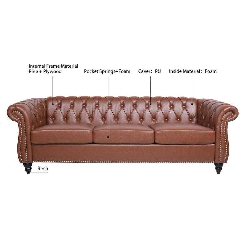 Sofa 3-osobowa Naro Mid-Century 84 Modern Chesterfield Couches marki Christopher Knight Home