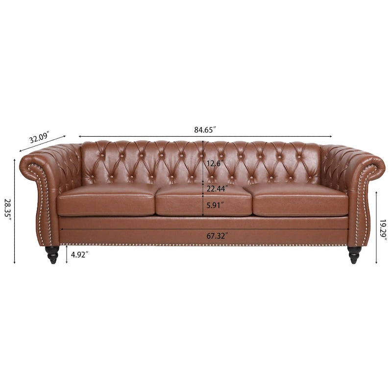 Sofa 3-osobowa Naro Mid-Century 84 Modern Chesterfield Couches marki Christopher Knight Home